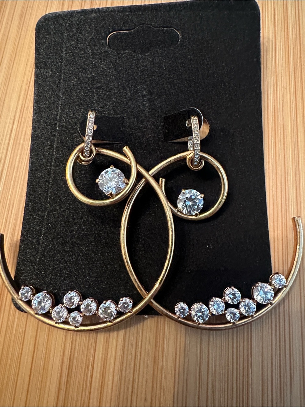 Authentic Swarovski Crystal Swirl Hoop Earrings Gold Tone